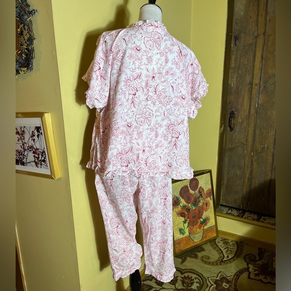 Vtg VERMONT COMPANY STORE Size 1X PJ Pajama White & Red Button Front Bloomer USA - Picture 5 of 16